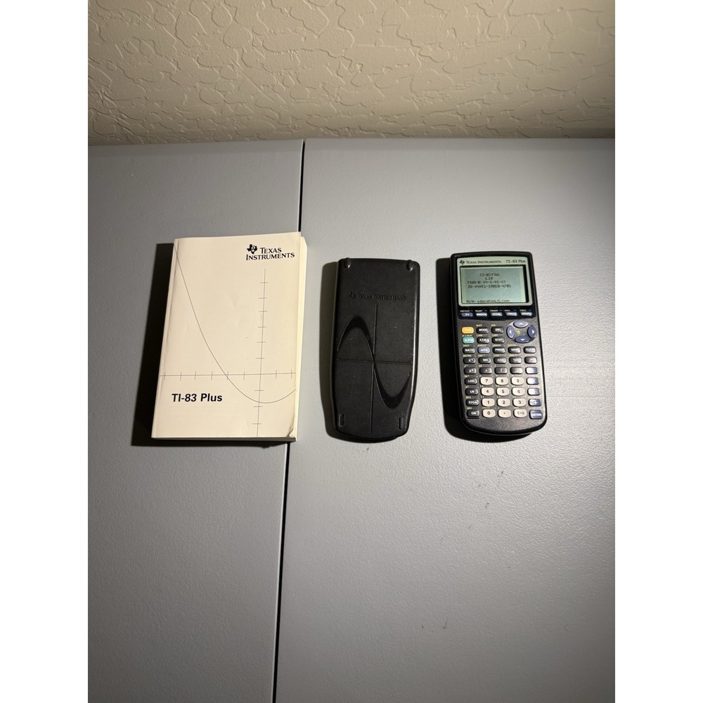 Texas Instruments TI-83 Plus Graphing Calculator With Cover & Manual Works